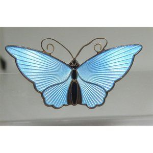 David Andersen Norway Sterling Silver & Baby Blue Enamel Butterfly Brooch